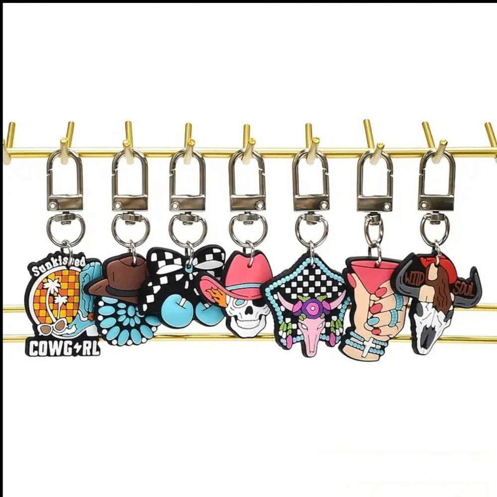 Colorful Western-Themed Key & Bag Charms 5 pack